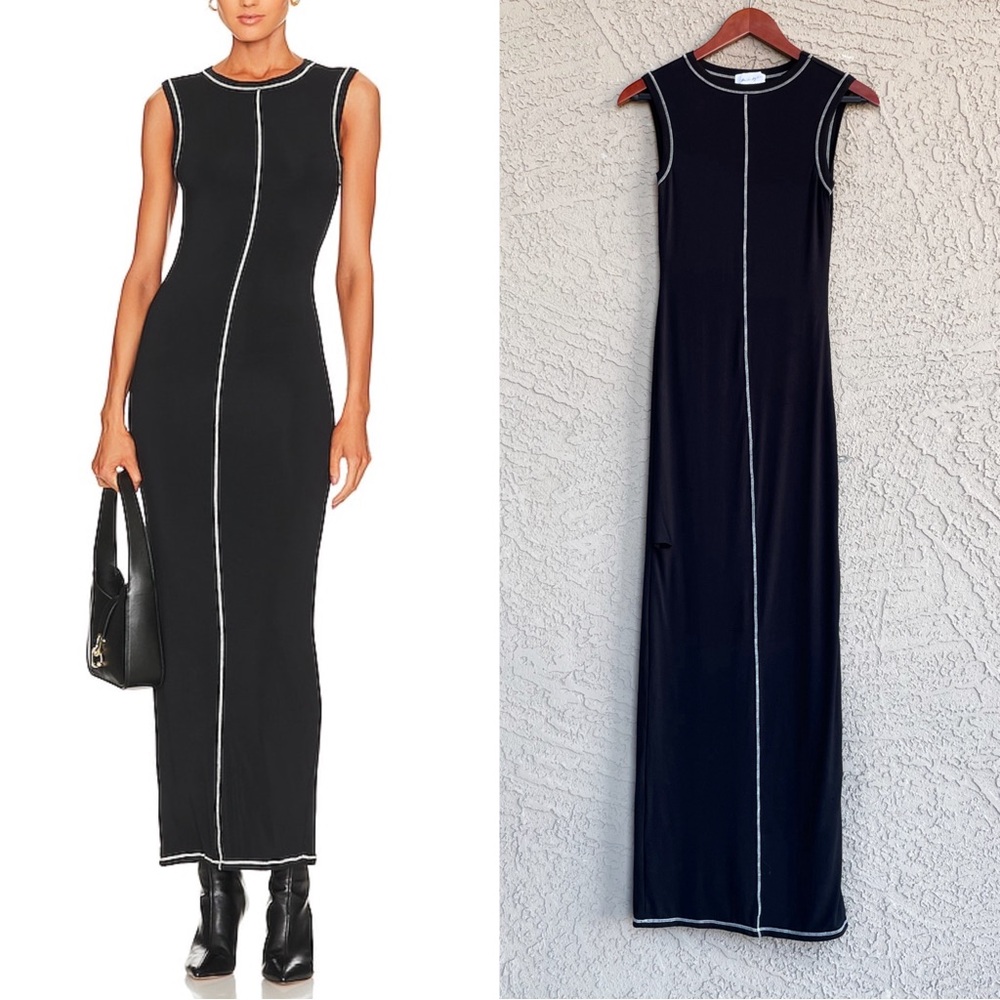 REVOLVE THE LINE By K Black White Minimalist Inez Sleeveless Maxi Dress 💛Flawed